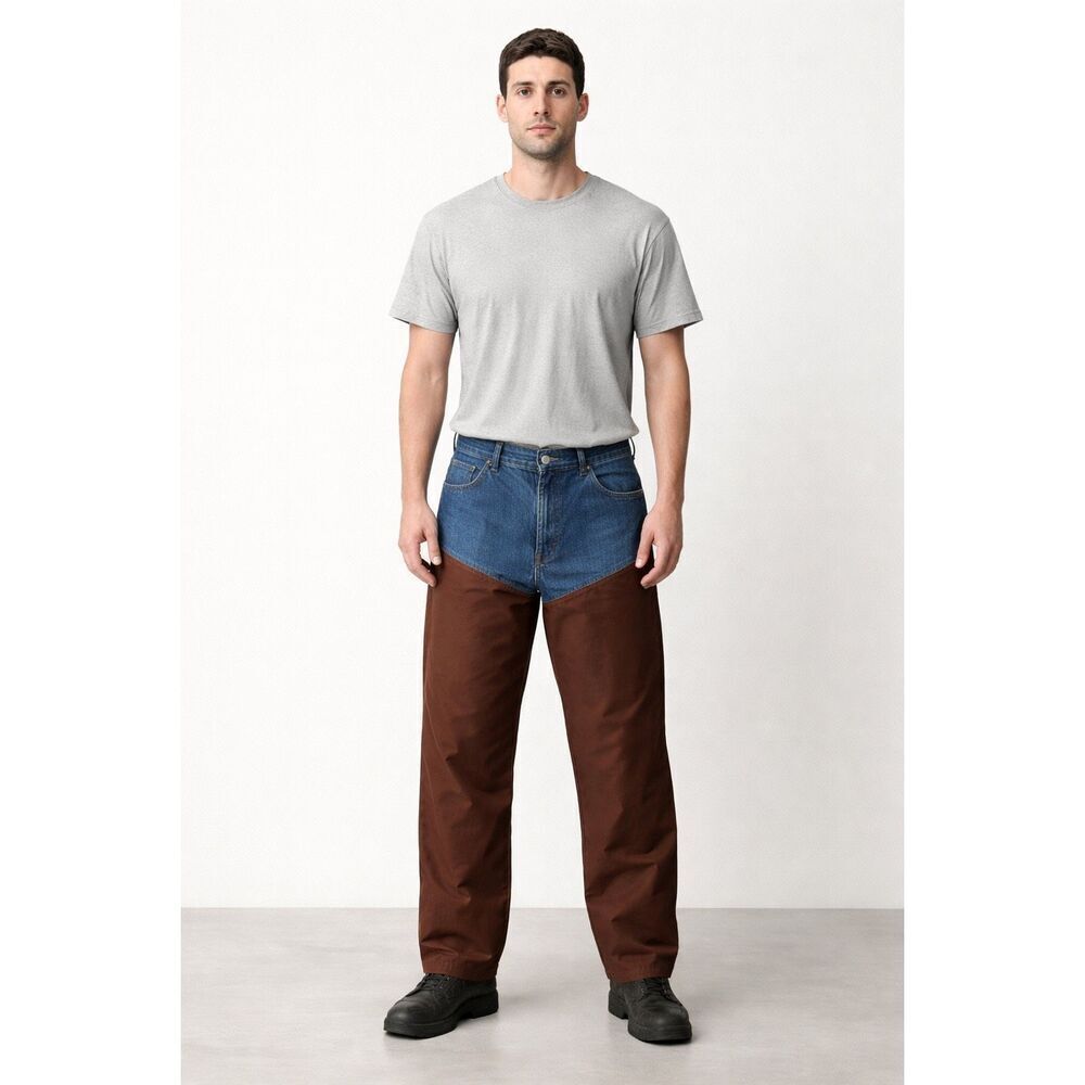 Walls Colorblock Denim Work Pants 36x30 Blue Brown Utility